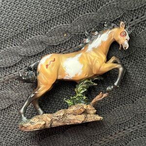 Hand painted Sherry Clayton Breyer resin bucking horse with Native design motif